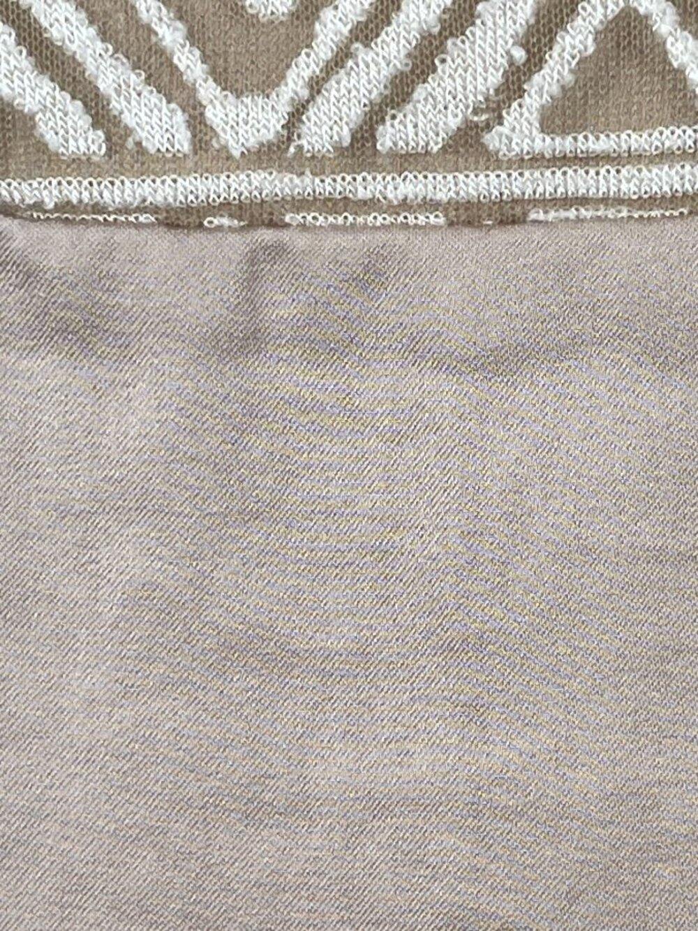 Chico's Size 4 XXL Geometric Lace Trim Tunic Blouse Taupe Ivory Boho 20/22 - Picture 9 of 12